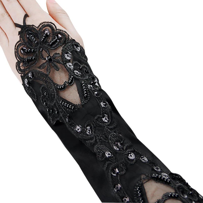 PURFUN Girls Princess Satin Lace Long Fingerless Gloves - Holy Communion, Halloween, Wedding, Flower Girl - Image 5